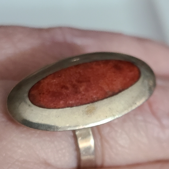 Vintage native navajo spiny oyster sterling silver ring adjustable sz 7 8 9 10 - Picture 4 of 14